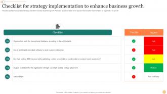 Checklist For Strategy Implementation To Enhance Business Growth