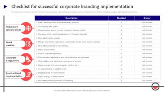 Checklist For Successful Corporate Branding Corporate Branding To Revamp Firm Identity