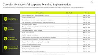 Checklist For Successful Corporate Branding Implementation Efficient Management Of Product Corporate