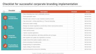 Checklist For Successful Corporate Branding Leveraging Brand Equity For Product