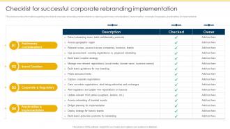 Checklist For Successful Corporate Rebranding Implementation Rebranding Retaining Brand