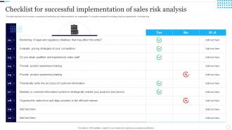 Checklist For Successful Implementation Of Sales Risk Analysis