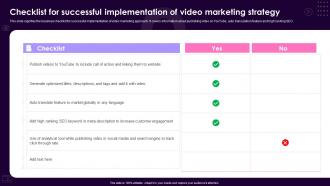 Checklist For Successful Implementation Of Video Marketing Strategy