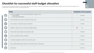 Checklist For Successful Staff Budget Allocation