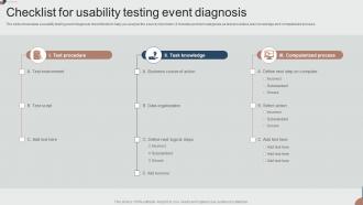 Checklist For Usability Testing Event Diagnosis