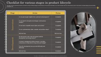 Checklist For Various Stages In Product Lifecycle Ppt File Infographic Template