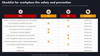 Checklist For Workplace Fire Safety And Prevention