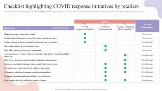 Checklist Highlighting Covid Response Initiatives By Retailers Shopper Engagement Management Playbook