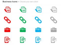 Checklist link suitcase mobile application ppt icons graphics