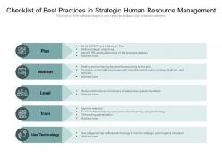 Checklist of best practices in strategic human resource management