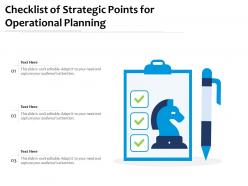 Checklist of strategic points for operational planning