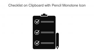 Checklist On Clipboard With Pencil Monotone Icon In Powerpoint Pptx Png And Editable Eps Format