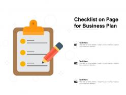 Checklist on page for business plan
