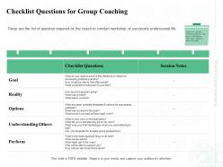 Checklist questions for group coaching afterwards ppt powerpoint presentation file skills
