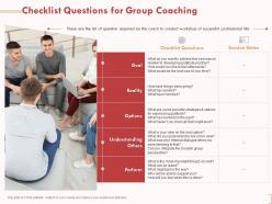 Checklist questions for group coaching understanding others ppt visual aids summary
