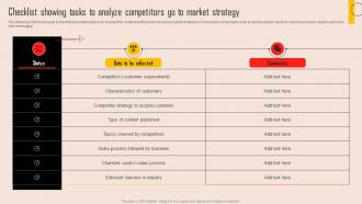 Checklist Showing Tasks To Analyze Competitors Go To Tools For Evaluating Market Competition MKT SS V