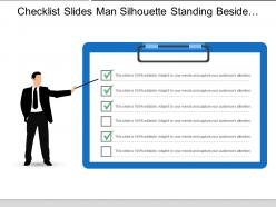 Checklist slides man silhouette standing beside clipboard