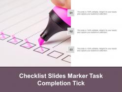 Checklist slides marker task completion tick