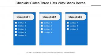 Checklist slides three lists with check boxes