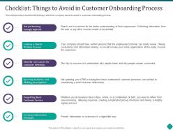 Checklist things to avoid in customer onboarding process customer onboarding process optimization