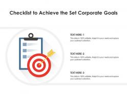 Checklist to achieve the set corporate goals