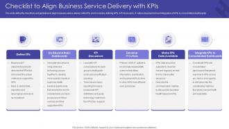Checklist To Align Business Service Delivery With Kpis Getting From Reactive Service