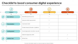 Checklist To Boost Consumer Digital Experience