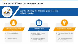Checklist To Control Situation With Difficult Customers Edu Ppt