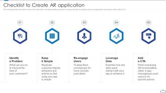 Checklist to create ar application virtual reality and augmented reality ppt icon brochure
