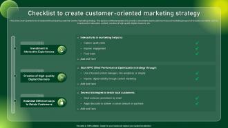 Checklist To Create Customer Oriented Comprehensive Guide To Sustainable Marketing Mkt SS