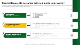 Checklist To Create Customer Oriented Marketing Sustainable Marketing Promotional MKT SS V