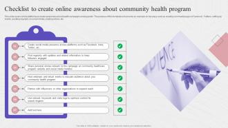 Checklist To Create Online Awareness About Community Complete Guide To Community Strategy SS