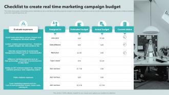 Checklist To Create Real Time Marketing Campaign Budget