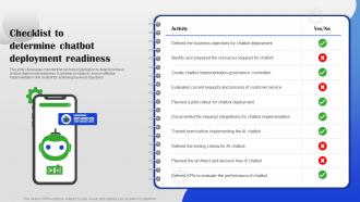 Checklist To Determine Chatbot Deployment Readiness AI Chatbot For Different Industries AI SS