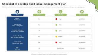 Checklist To Develop Audit Issue Management Plan