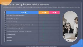 Checklist To Develop Business Mission Statement Guide For Situation Analysis To Develop MKT SS V