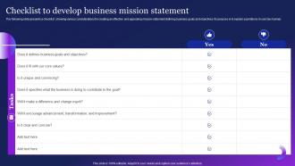 Checklist To Develop Business Mission Statement Guide To Employ Automation MKT SS V