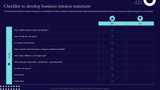 Checklist To Develop Business Mission Statement Sales And Marketing Process Strategic Guide Mkt SS