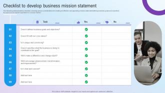 Checklist To Develop Business Mission Statement Step By Step Guide For Marketing MKT SS V