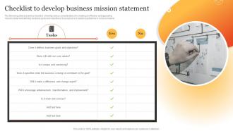 Checklist To Develop Business Mission Statement Steps Develop Marketing MKT SS V