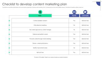 Checklist To Develop Content Marketing Plan Plan To Assist Organizations In Developing MKT SS V