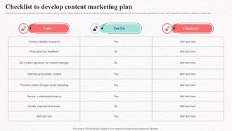 Checklist To Develop Content Plan Social Media Marketing To Increase Product Reach MKT SS V