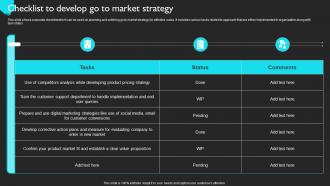 Checklist To Develop Go To Market Strategy Product Sales Strategy For Business Strategy SS V