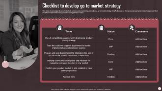 Checklist To Develop Go To Market Strategy Sales Plan Guide To Boost Annual Business Revenue