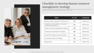 Checklist To Develop Human Resource Management Strategy