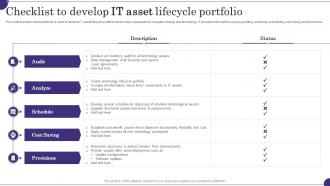 Checklist To Develop It Asset Lifecycle Portfolio