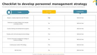 Checklist To Develop Personnel Management Strategy