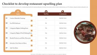 Checklist To Develop Restaurant Upselling Plan