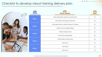 Checklist To Develop Robust Training Delivery Plan