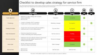 Checklist To Develop Sales Strategy For Service Firm